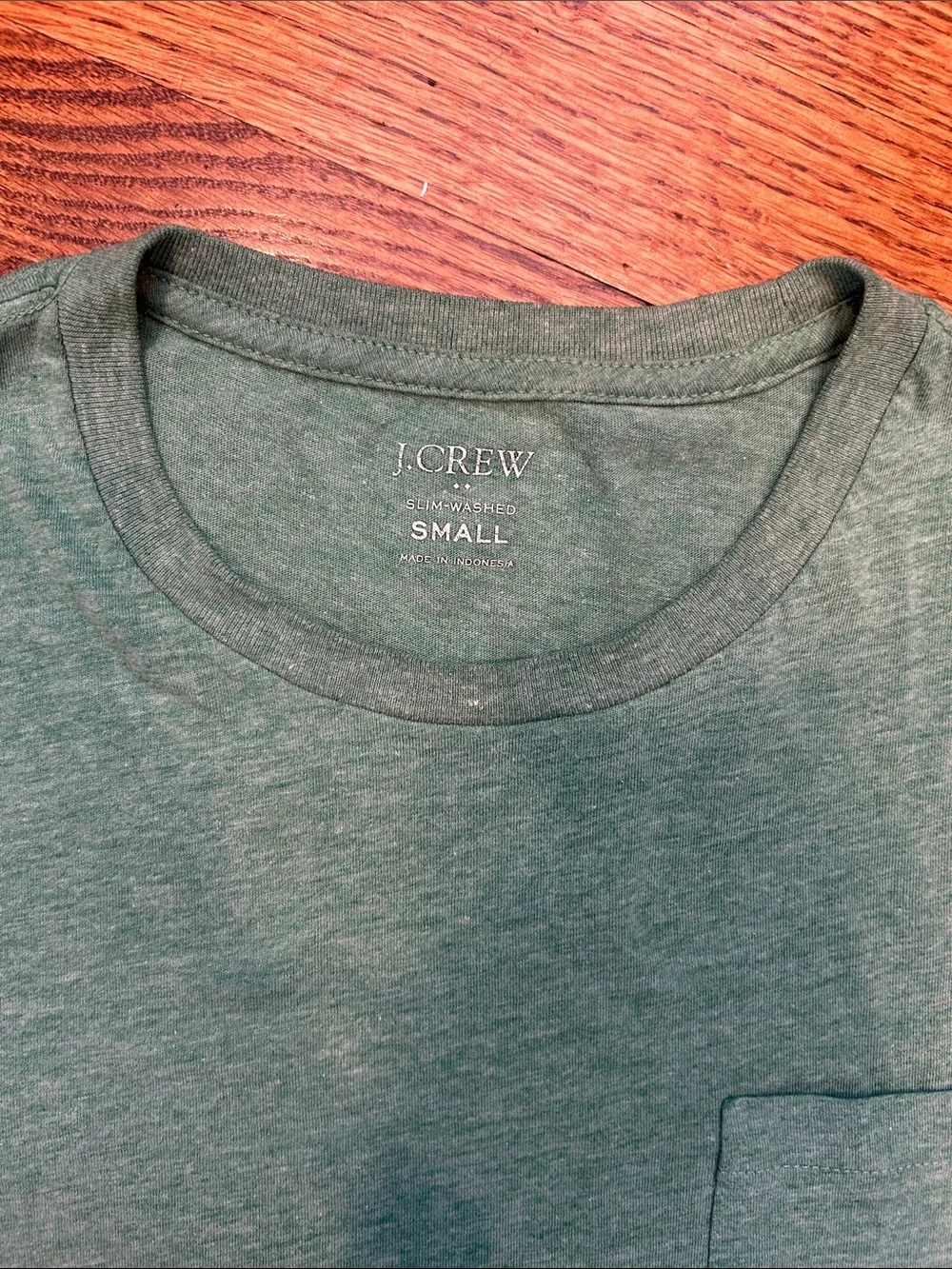 J. Crew Slim-Washed Short-Sleeve Heather Green Pocket Tee — Small, NWOT